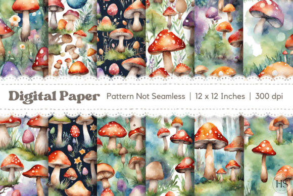 12 Watercolor Whimsical Mushroom Garden Review