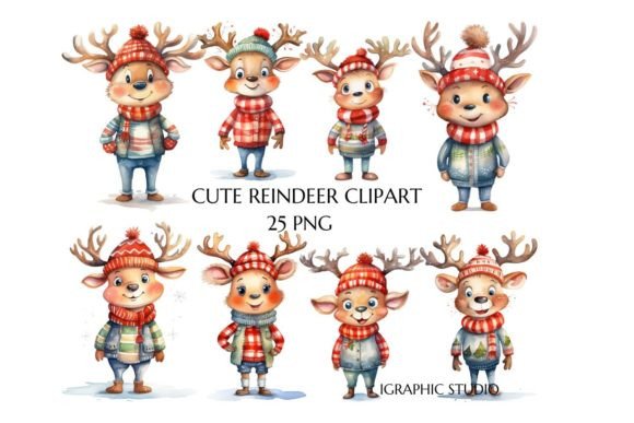 Christmas Baby Reindeer PNG: Festive Graphic Templates for Real Crafting
