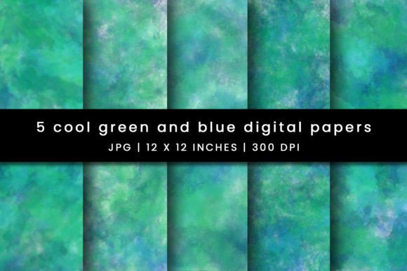 Cold Green and Blue Digital Papers: Brand Backgrounds