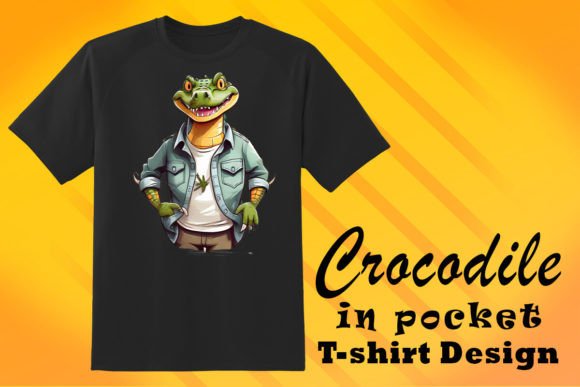 Crocodile in Pocket Clipart for POD & Crafts Branding