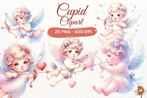 Cupid Watercolor Clipart for Crafts & Handmade Business Projects
