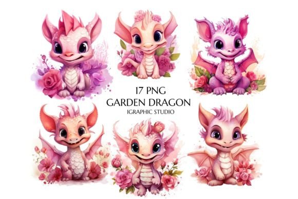 Cute Pink Baby Dragon Clipart Bundle for Branding & Marketing