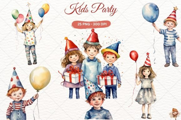 Kids Party Watercolor Sublimation for Crafts