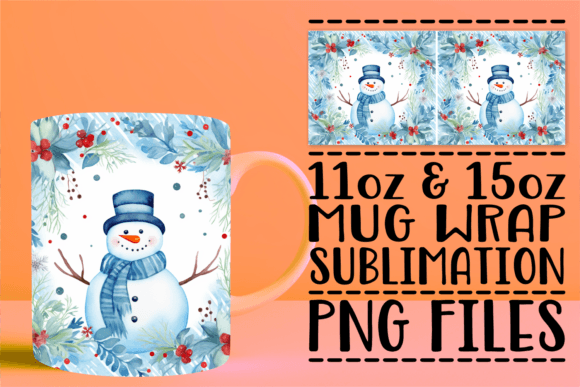 Vintage Xmas Watercolor Mug Wrap for Crafts & Digital Sellers