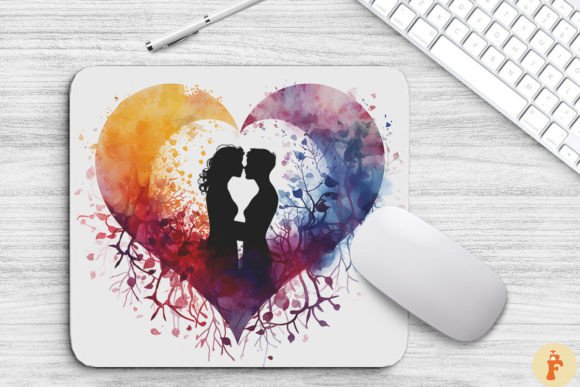 Watercolor Couple in Love Mouse Pad & Backgrounds for Creative Sellers