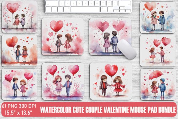 Watercolor Cute Couple Valentine Backgrounds for Crafters & Etsy Sellers
