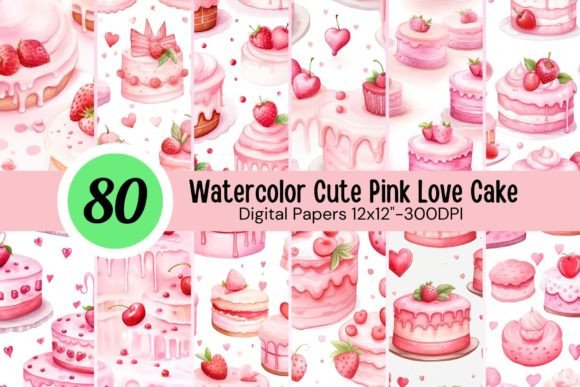 Watercolor Cute Pink Love Cake: A Designer’s Review for Branding and Creative Projects