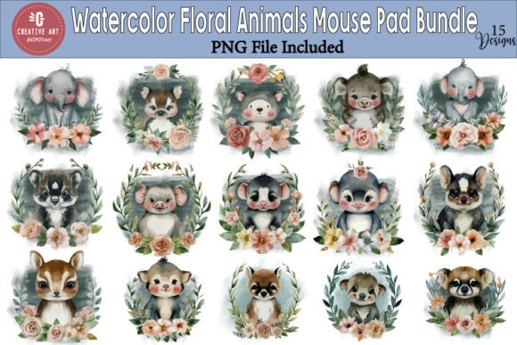 Watercolor Floral Mouse Pad Sublimation for Crafts & Digital Sellers