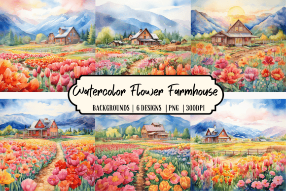 Watercolor Flower Farmhouse Graphic: A Versatile Background for Authentic Branding