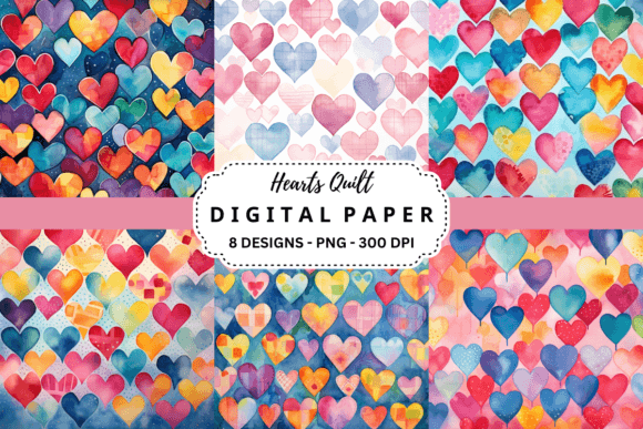 Watercolor Hearts Quilt Background for Crafters & Etsy Sellers