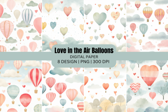 Watercolor Love in the Air Balloons Backgrounds Review