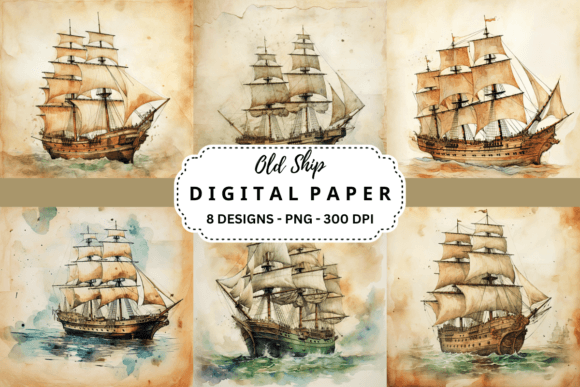 Watercolor Old Ship Digital Paper: An Embroidery Review