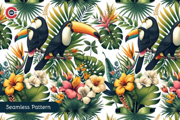 Watercolor Palm and Toucans: A Lively Pattern for Blog Graphics and Editorial Design