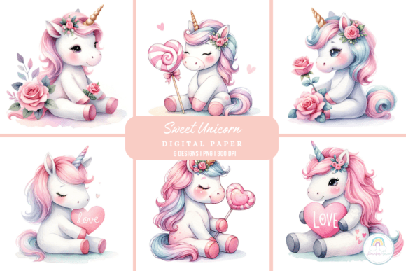 Watercolor Sweet Unicorn Background for Branding