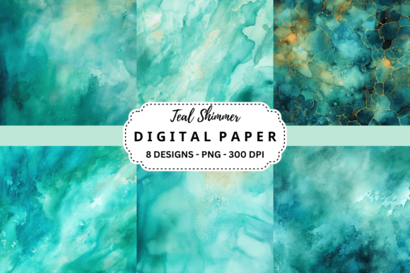 Watercolor Teal Shimmer Backgrounds for Brand Design