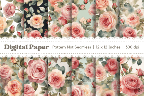 Watercolor Vintage Flowers Digital Paper: A Patterned Touch for Editorial Elegance