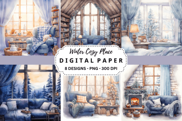 Watercolor Winter Cozy Place Background for Warm, Inviting Branding