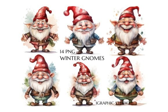 Watercolor Winter Gnome Clipart Bundle: A Seasonal Spark for Blog Graphics and Digital Publishing